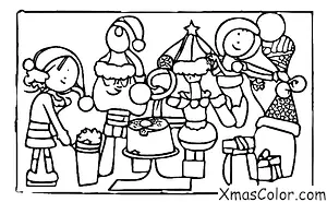 Noël / Gâteau de Noël: Un groupe de personnes décorant un gâteau de Noël