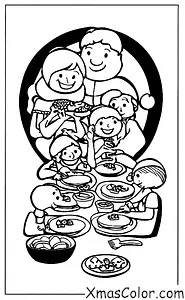 Noël / Gâteau de Noël: Une famille qui mange un gâteau de Noël