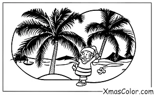 Noël / Île de Noël: Père Noël jouant au volleyball