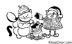 Noël / Installation de guirlandes de Noël: Un chat joue avec des lumières de Noël et se embrouille