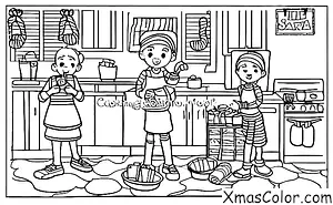 Noël / Je Serai à la Maison pour Noël: Un enfant qui cuit des biscuits pour le Père Noël