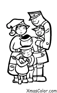 Noël / Je Serai à la Maison pour Noël: Un soldat embrassant sa famille