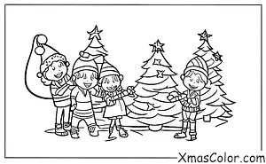 Noël / Jeux: elfes décorants l'arbre de Noël