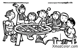 Noël / Jeux: Un groupe d'amis qui jouent à un jeu de société