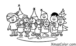 Noël / Joie au monde: Un groupe de personnes chantant autour d'un arbre de Noël
