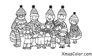 Noël / Joie au monde: Une famille rassemblée autour du sapin de Noël chantant "Allons gaiement au Seigneur"
