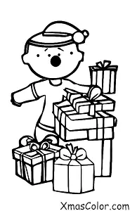 Noël / Joie: Un enfant ouvrant un cadeau le matin de Noël