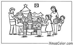 Noël / Joie: Une famille rassemblée autour du sapin de Noël