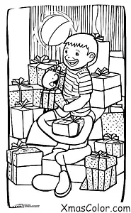 Noël / Jour de Noël: Un enfant ouvre un cadeau