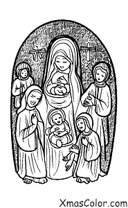 Noël / Joyeux Noël: Une crèche avec le bébé Jésus, Marie et Joseph