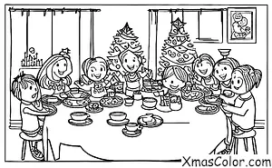Noël / Joyeux Noël: Une famille réunie autour de la table du dîner de Noël