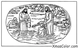 Noël / La naissance de Jésus: Jésus se faisant baptiser dans le Jourdain