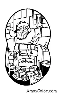 Noël / La Saint-Barbe: Saint Nicolas descend le chapeau de cheminée