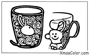 Noël / Lait de poule: Un bol de lait au gingembre avec un renne