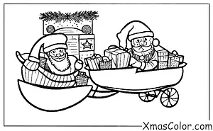 Noël / Le Pôle Sud: Père Noël dans son traîneau