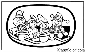 Noël / Les amis de Bonhomme de Neige: Frosty et ses amis font du toboggan dans une colline