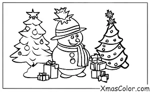 Noël / Les amis de Bonhomme de Neige: Frosty le bonhomme de neige avec un sapin de Noël