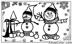 Noël / Les lutins: Un elfe qui fabrique un bonhomme de neige