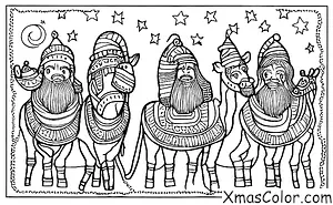 Noël / Les Rois Mages: Les trois rois mages rentrant chez eux