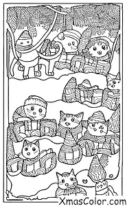 Noël / Luge: Un chat en train de faire du sledging