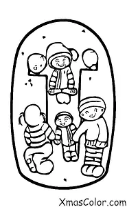 Noël / Luge: Un groupe d'enfants qui font du toboggan ensemble