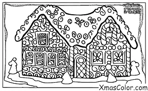 Noël / Maisons de pain d'épices de Noël: Une maison de pain d'épices avec une cheminée
