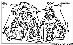Noël / Maisons de pain d'épices de Noël: Une maison en pain d'épice avec un arbre de Noël glacé et des décorations en bonbons