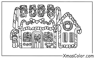 Noël / Maisons de pain d'épices de Noël: Une maison en pain d'épices avec des glaçons