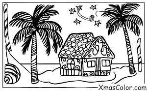 Noël / Manger des maisons en pain d'épices: Une maison de pain d'épices sur la plage