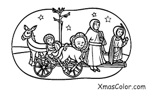 Noël / Marie: Marie et Joseph sur l'âne sur leur chemin vers Bethléem