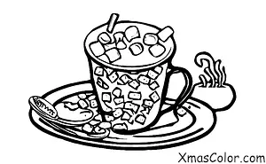 Noël / Marshmallows grillés: Boire du chocolat chaud avec des marshmallows grillés