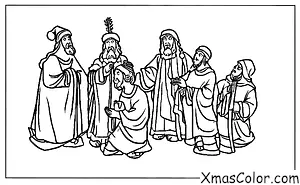 Noël / Miracle de Noël: Les trois Rois Mages apportant des cadeaux à Jésus