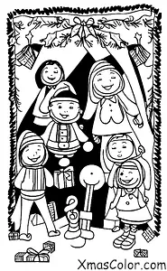 Noël / Musique de Noël: Enfants chantant autour du sapin de Noël