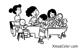 Noël / Musique de Noël: Une famille réunie autour du piano chantant des cantiques de Noël