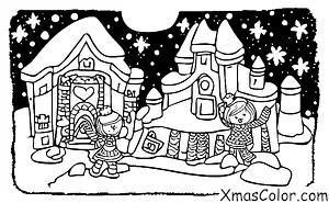 Noël / Neige: Une fille qui construit un château de neige
