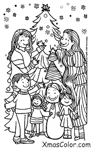 Noël / Noël à la campagne: Une famille rassemblée autour du sapin de Noël