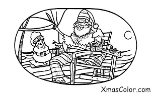 Noël / Noël à la plage: Père Noël en chemise hawaiienne