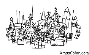 Noël / Noël à la ville: Une rue bondée de la ville pendant Noël