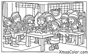 Noël / Noël au Pôle Nord: Saint-Nicolas et ses lutins fabriquant des jouets