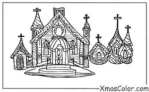 Noël / Noël Blanc: Scene de Noël blanc avec une église