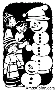 Noël / Noël Blanc: Une famille qui fait un bonhomme de neige