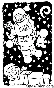 Noël / Noël dans l'espace: Père Noël en apesanteur