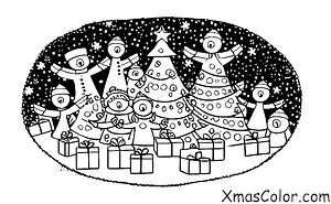 Noël / Noël dans la banlieue: Un groupe d'amis réunis autour d'un sapin de Noël, souriant et appréciant la compagnie de l'autre.
