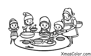 Noël / Noël dans la banlieue: Une famille cuisinant un grand dîner de Noël ensemble