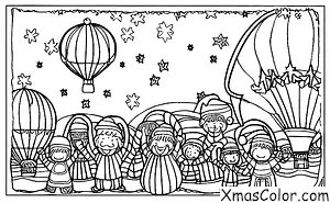 Noël / Noël dans le désert: Le Père Noël dans un ballon dirigeable