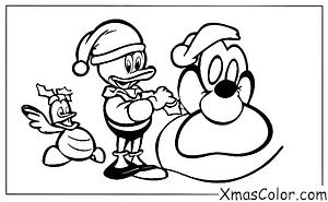 Noël / Noël Disney: Donald Canard enveloppant des cadeaux