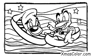 Noël / Noël Disney: Donald Duck Sliding Down a Hill