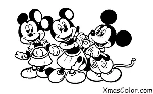 Noël / Noël Disney: Mickey et Minnie en train de décorer le sapin de Noël