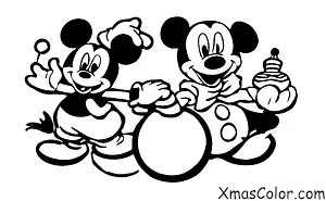 Noël / Noël Disney: Mickey Mouse construction d'un bonhomme de neige