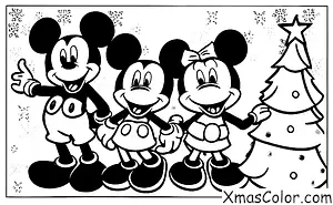 Noël / Noël Disney: Mickey Mouse et Minnie Mouse décorent le sapin de Noël